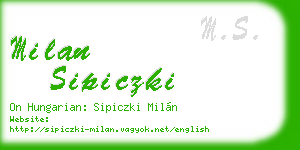 milan sipiczki business card