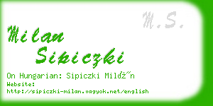 milan sipiczki business card